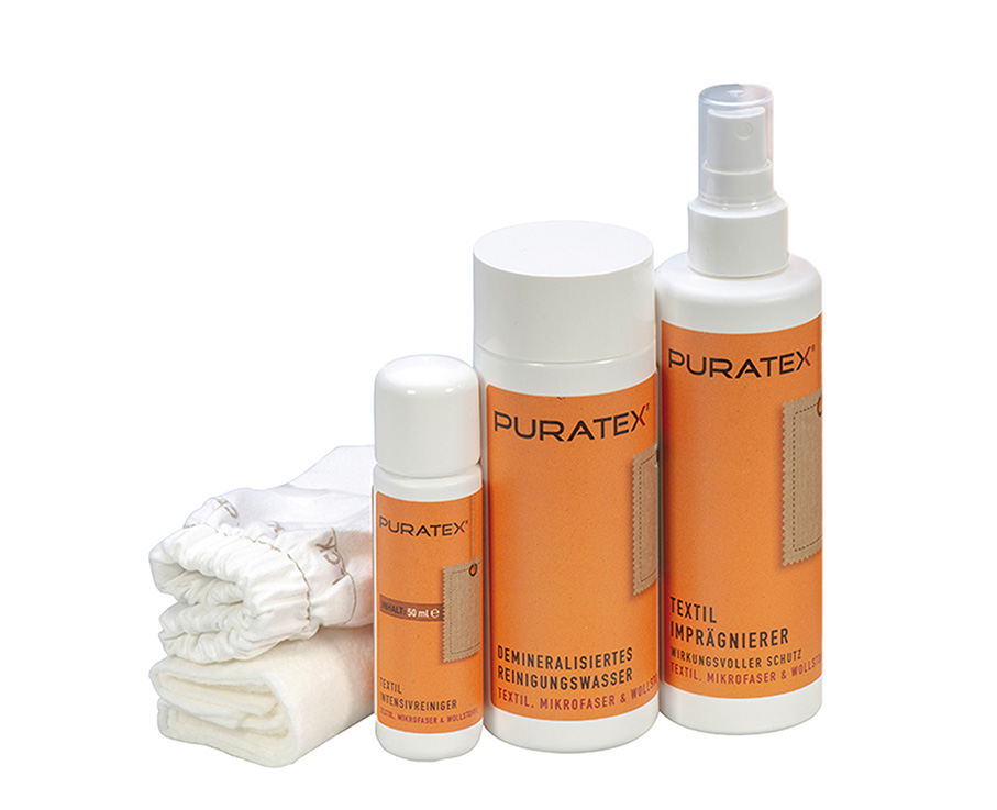 PURATEX® Textilpflege-Set für Reinigung, Fleckentfernung und Schutz textiler Polstermöbel