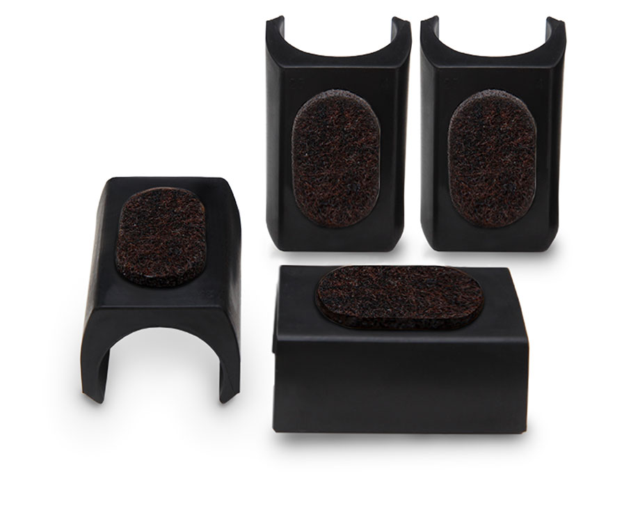 Schwarze Klemmgleiter mit Filz für Tecta und Thonet Stühle mit 25 mm Rundrohr