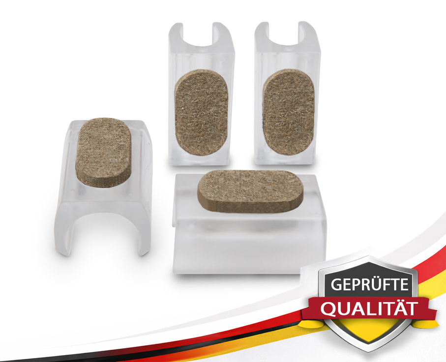 Transparentes Filzgleiter Set 12 mm für Tecta Aplati-Rohr Stuhl – Bodenschutz für Parkett & Fliesen