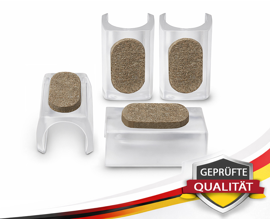 Transparente Stuhlgleiter mit Filz 25 mm für Tecta und Thonet – Bodenschutz für Parkett und Fliesen