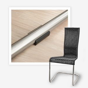 Gleiter für Tecta Freischwinger - Klemmgleiter-Set für Tecta Freischwinger – 2 ovale und 2 runde Gleiter mit Filz- oder PTFE-Gleitfläche, passend für Modelle D25, B25, K25, Aplati