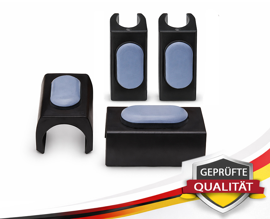 Set Gleiter für Tecta Aplati Freischwinger Stühle – Teflon PTFE Gleiter schwarz für raue Böden wie Fliesen, Beton oder Stein