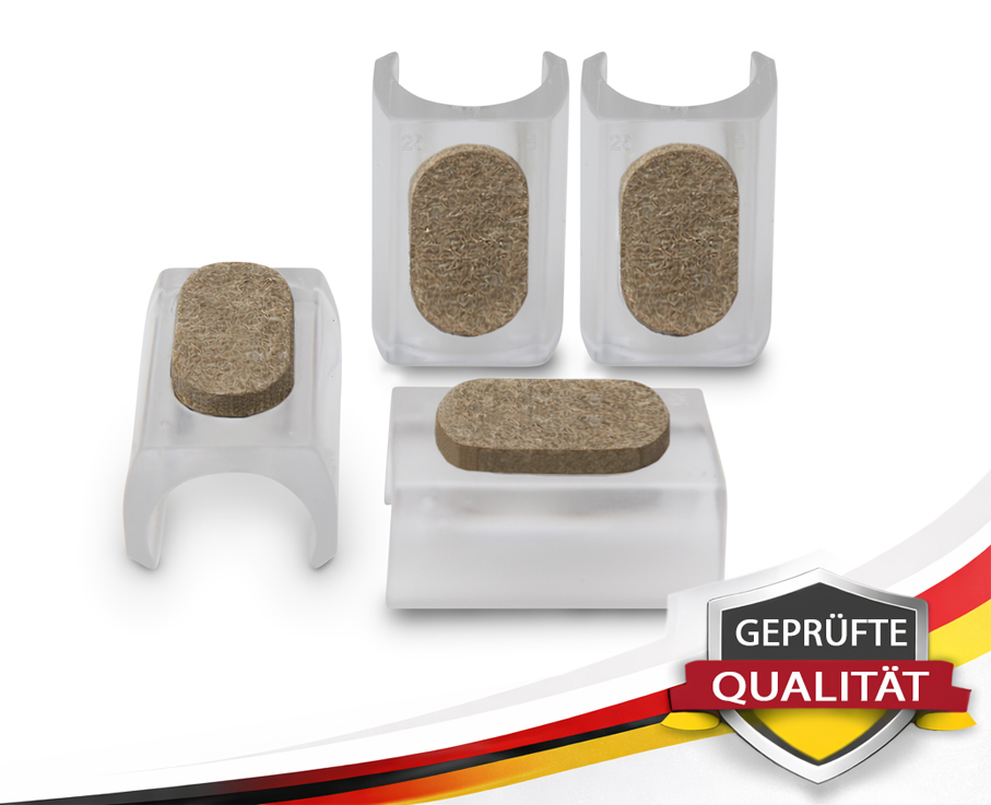 Transparente Stuhlgleiter mit Filz 25 mm für Tecta und Thonet – Bodenschutz für Parkett und Fliesen