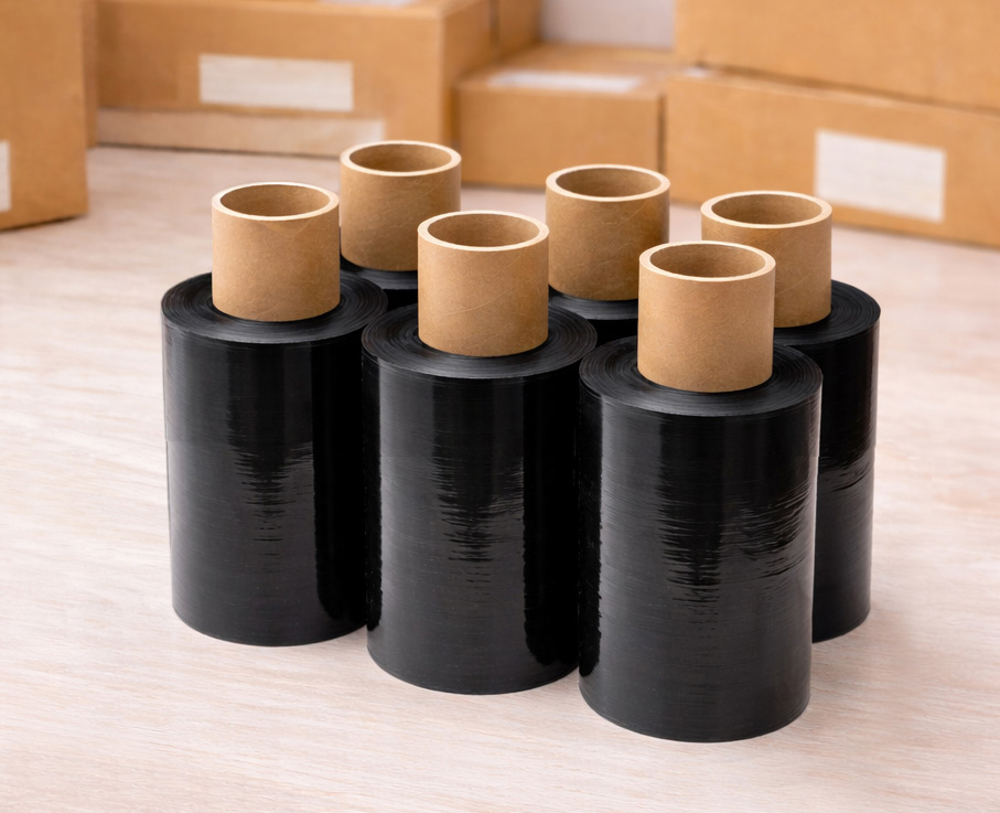 Schwarze Stretchfolie 6 Rollen – Mini-Stretchfolie für Versand & Lager