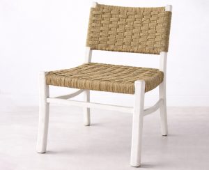 Stuhl mit Sitz- und Rückenlehne aus Elhaschnur / Seegrasschnur – natürliches Geflecht für langlebige Stuhlflechtarbeiten