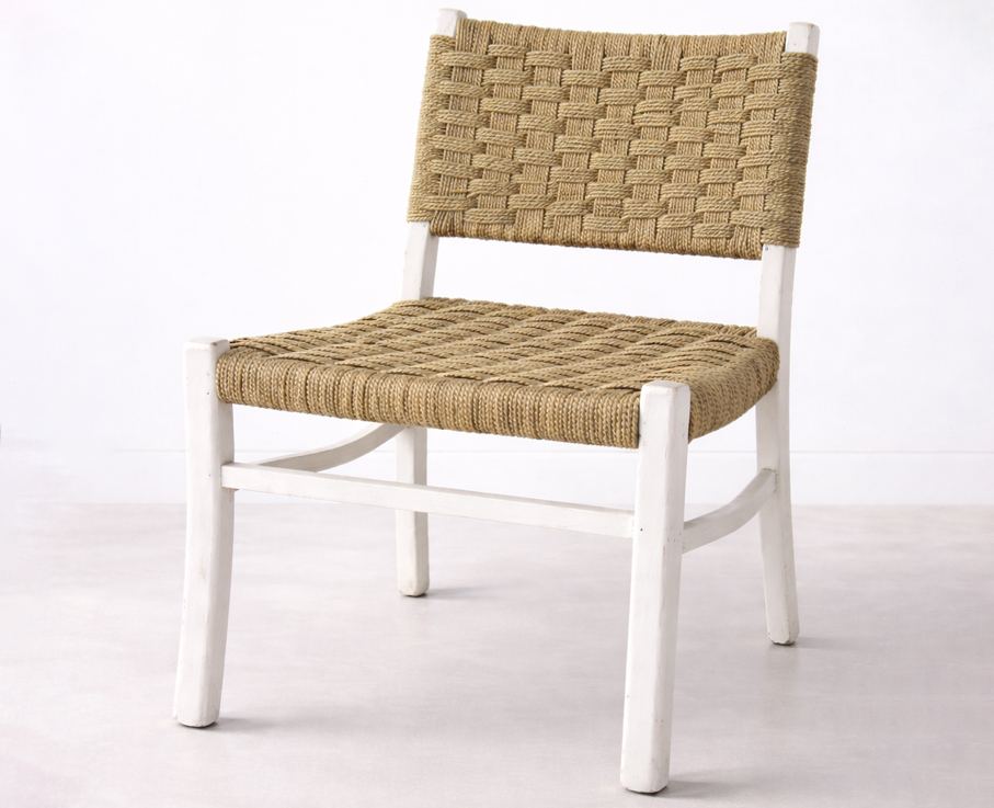 Stuhl mit Sitz- und Rückenlehne aus Elhaschnur / Seegrasschnur – natürliches Geflecht für langlebige Stuhlflechtarbeiten